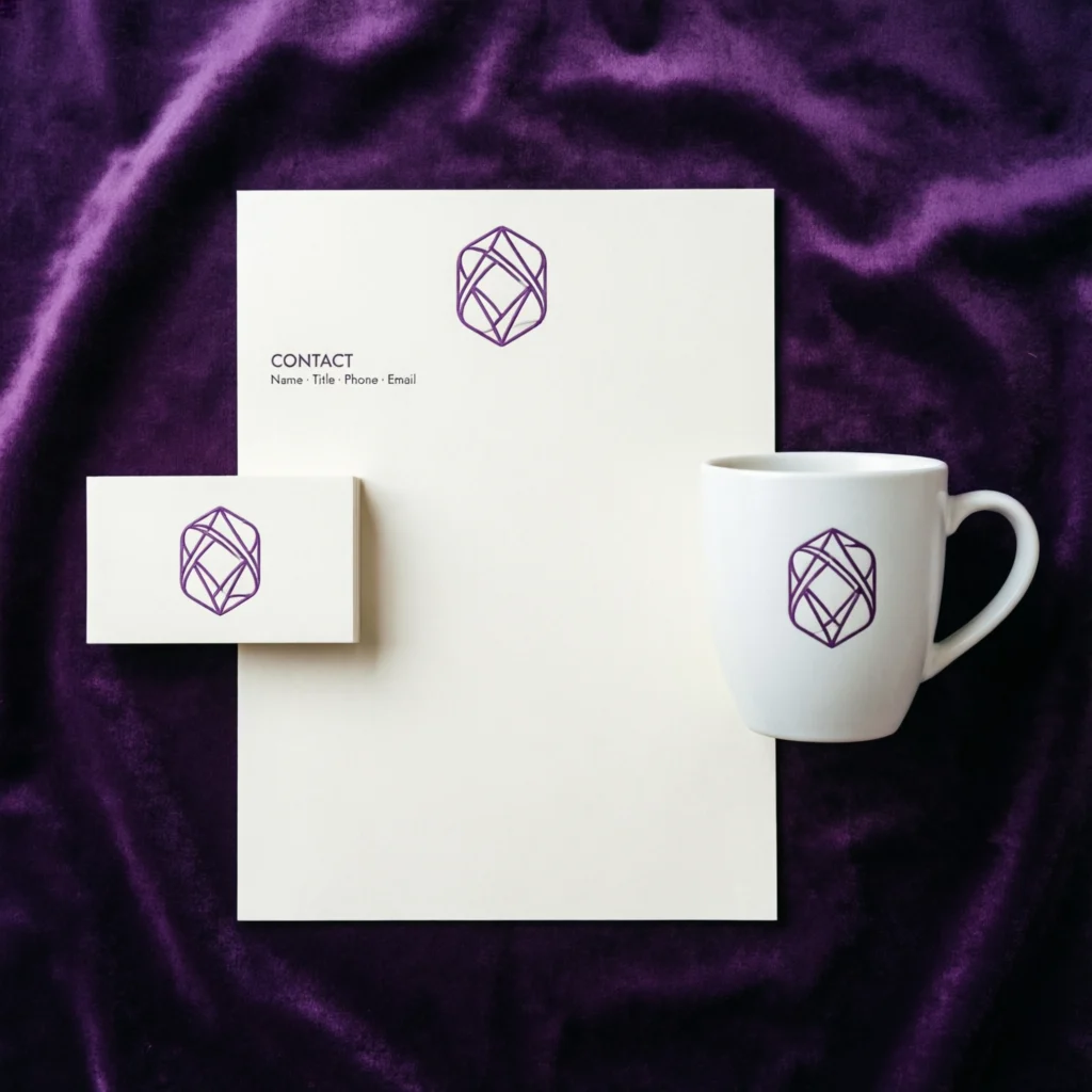 Brand identity design with logo, colors and typography