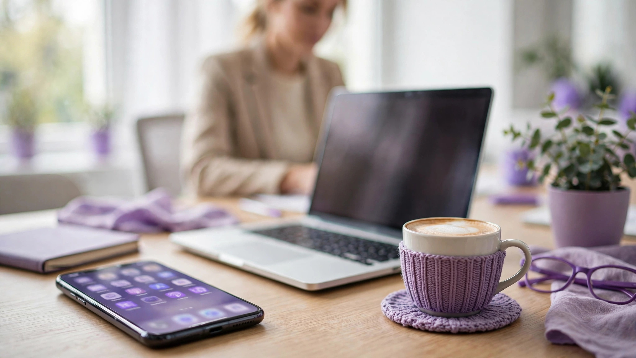 Smartphone with social apps on desk