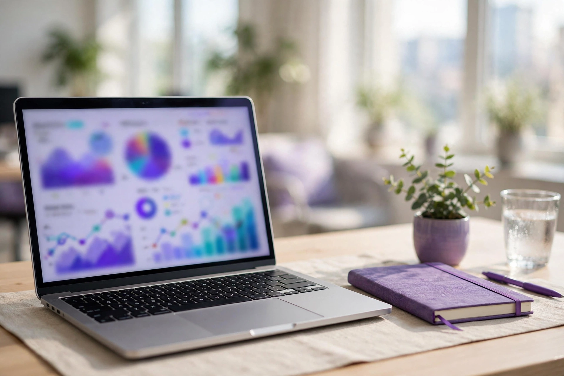 Laptop with advertising dashboard charts