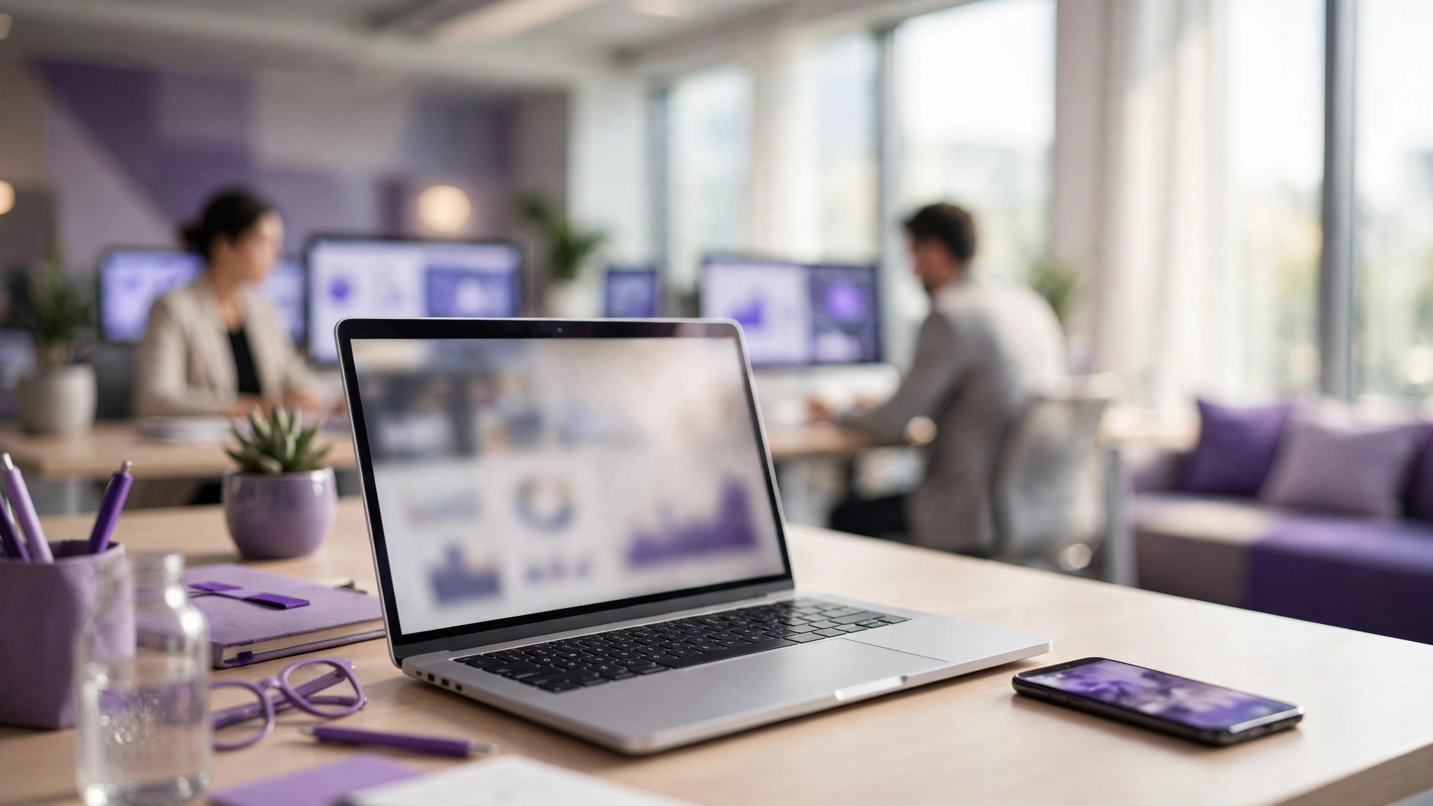 Laptop and smartphone showing business dashboards